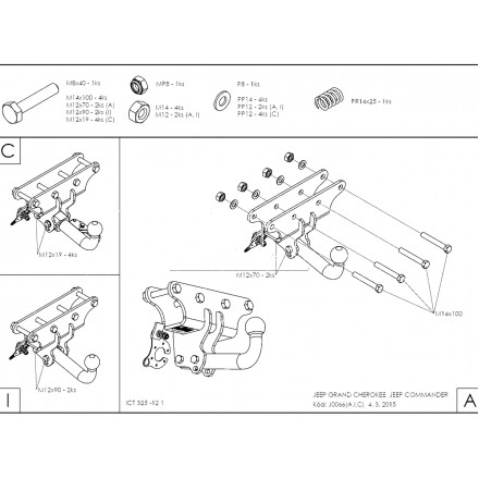 Фаркоп GALIA для Jeep Grand Cherokee WK 2005-2010, Commander 2006-2010