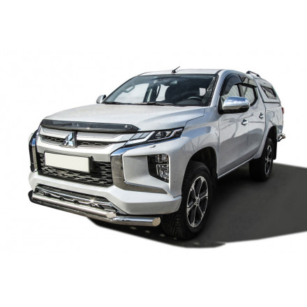 Защита переднего бампера d76+d57 двойная Mitsubishi L-200 (2018)