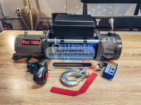 Лебедка электрическая 12V Electric Winch 12000lbs / 5443 кг IP66 синтетический трос